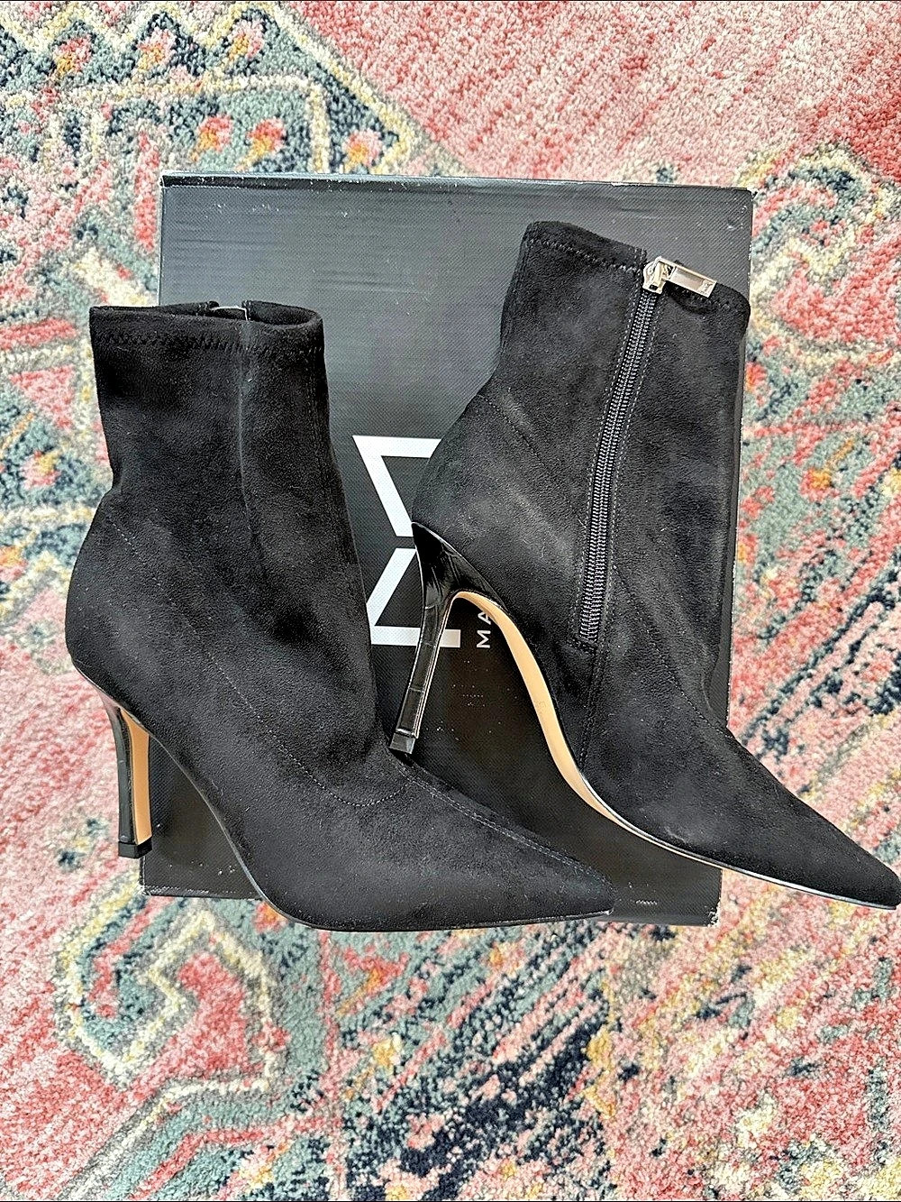 Marc Fisher Kellen Pointed-Toe Heeled Ankle Boots in Black